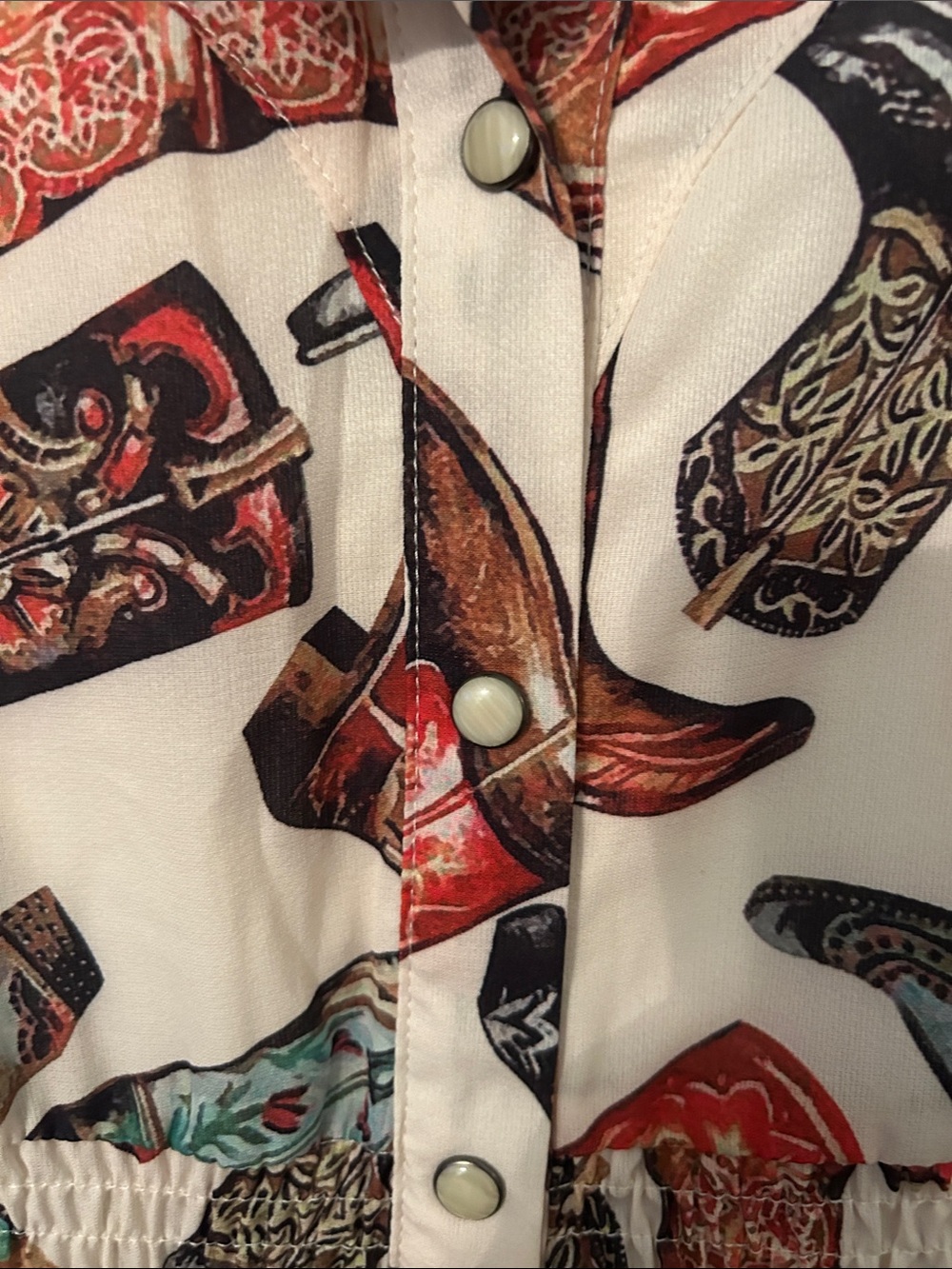 Fashion Express Cowboy Boot Print Midi Dress - White/Multi - Picture 3 of 8